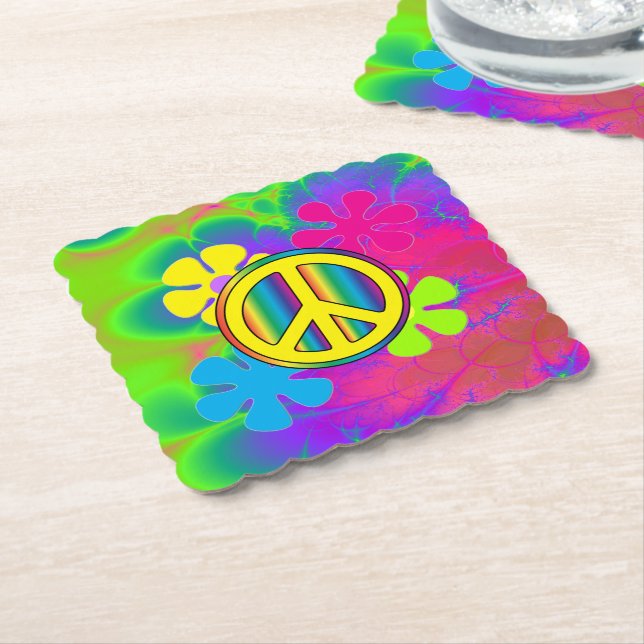 Peace Sign Paper Coaster (Angled)