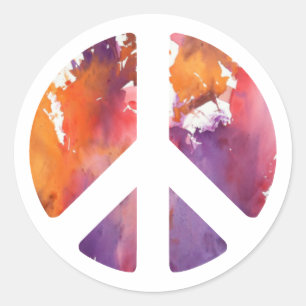 Peace Sign Pastel Classic Round Sticker