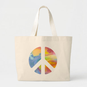 Peace Sign Pastel Large Tote Bag