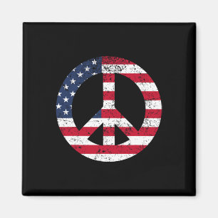 Peace Sign Patriotic Usa Flag Peace And Love Magnet