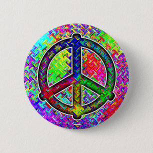 Peace Sign - Pattern Distort 6 Cm Round Badge