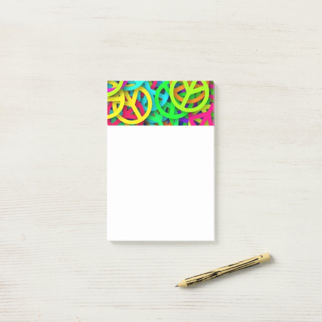 Peace Sign Pattern Groovy Sixties Vibe Post-it Notes (On Desk)
