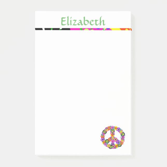 Peace Sign Personalised with Name Post-it Notes (Front)