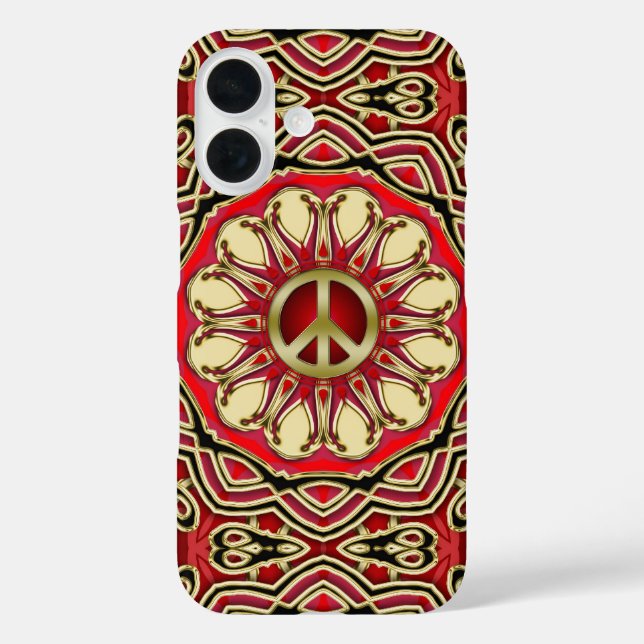 Peace Sign Pink Sun iPhone 4 Case (Back)