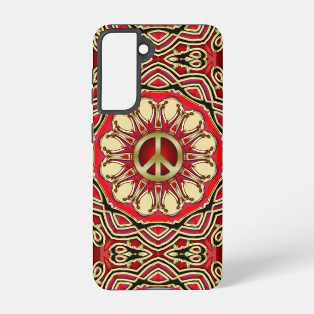 Peace Sign Pink Sun Samsung Galaxy S21 Case (Back)