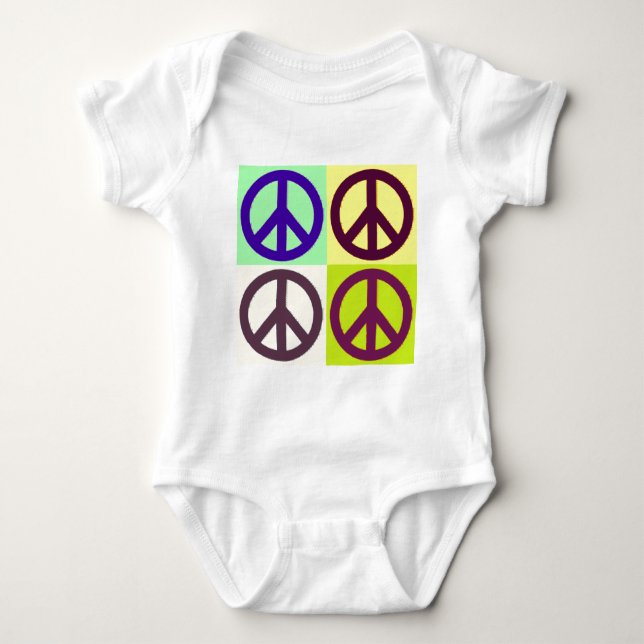 Peace Sign Pop Art Baby Bodysuit (Front)