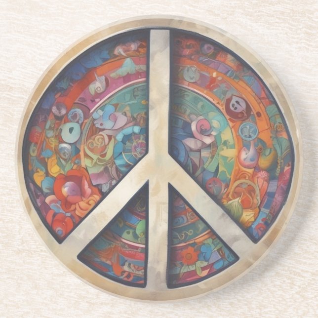 Peace Sign Pop Art Coaster (Front)