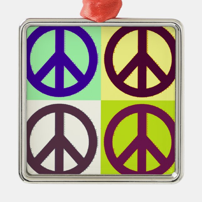 Peace Sign Pop Art Metal Ornament (Front)