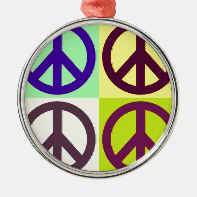 Peace Sign Pop Art Metal Tree Decoration (Front)