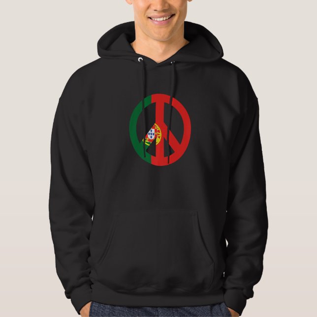 Peace Sign Portugal Flag Hoodie (Front)