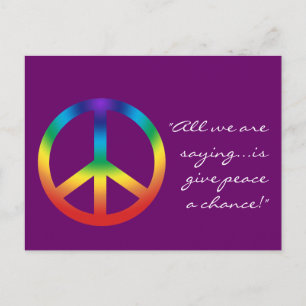 Peace Sign Postcard-Your Text & Colour Postcard