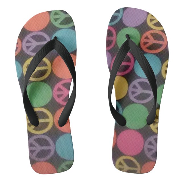 Peace Sign Print Thongs (Footbed)