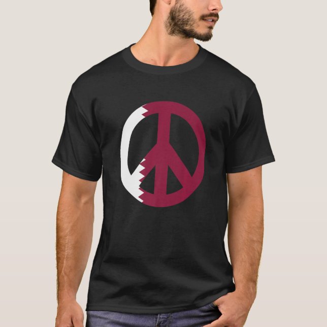 Peace Sign Qatar Flag  1 T-Shirt (Front)