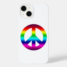 Peace Sign Rainbow in Hippie Brights on White