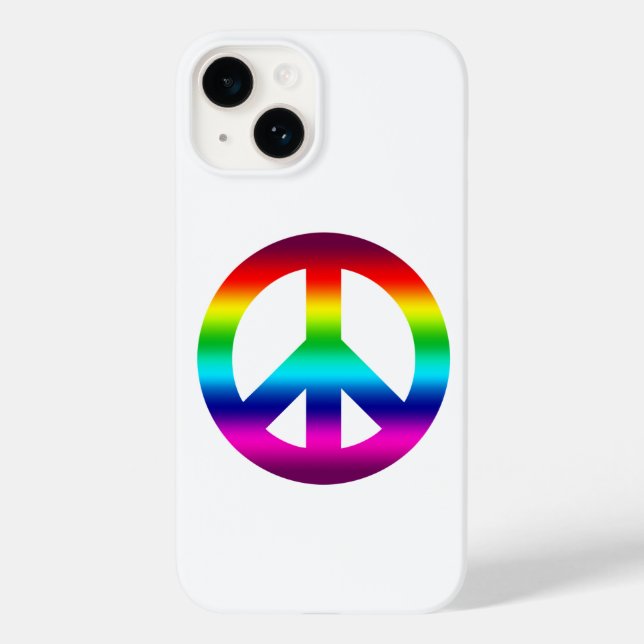 Peace Sign Rainbow in Hippie Brights on White Case-Mate iPhone Case (Back)