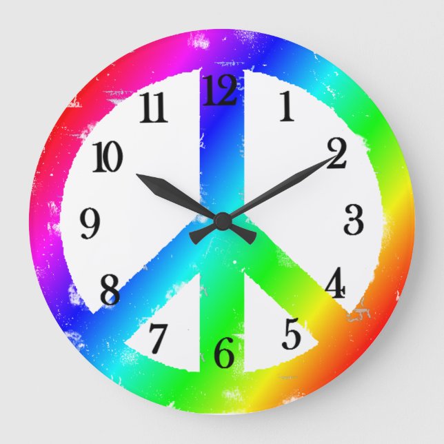 Peace Sign Rainbow Peace Clock (Front)
