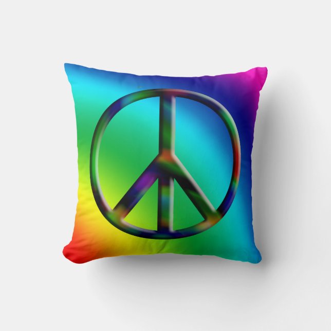 Peace Sign Rainbow Pillow (Front)