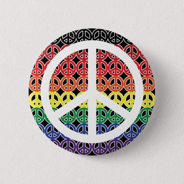 Peace Sign Rainbow with Large Peace Sign 6 Cm Round Badge (Front)