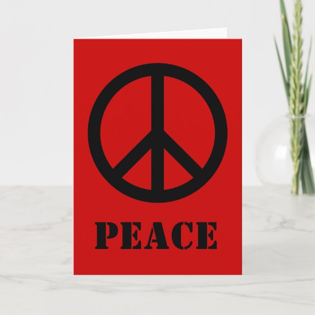 Peace Sign Red Greeting Card (Front)