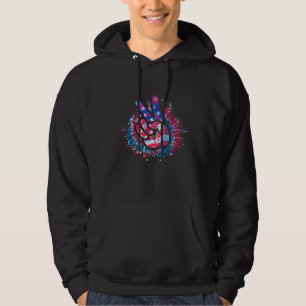 Peace Sign Red White Blue Patriotic Hippie Usa Fla Hoodie