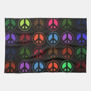 Peace Sign Retro Hippy Love Tea Towel