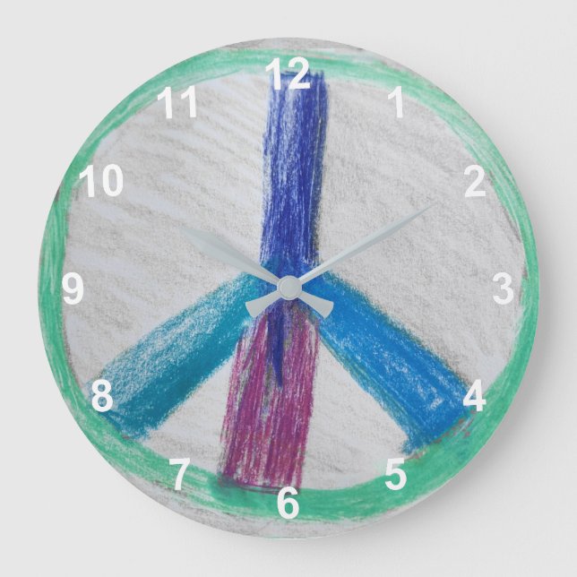 Peace Sign Round Clock (Front)