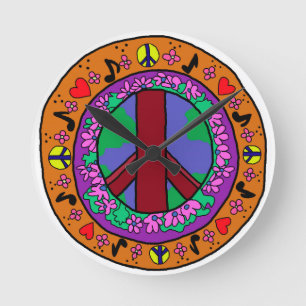 Peace Sign Round Clock