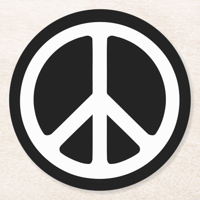 Peace Sign Round Paper Coaster (Front)