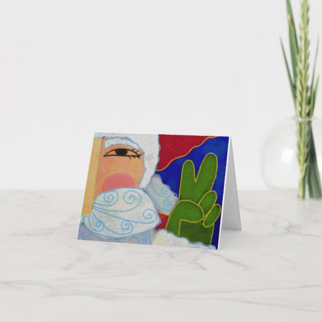 Peace Sign Santa Claus Abstract Art Card (Front)