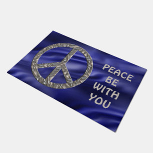 Peace Sign silver + your background & ideas Doormat
