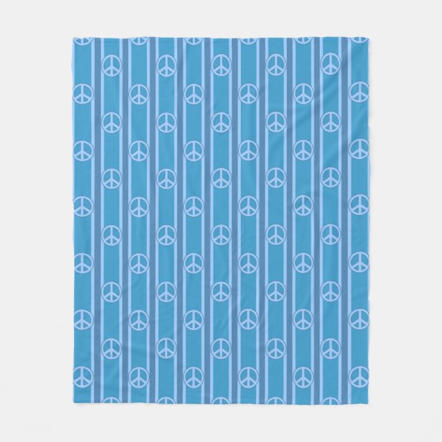 Peace Sign Striped Fleece Blanket (Front)