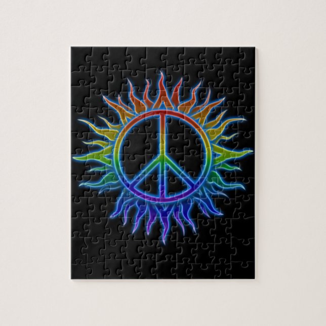 "Peace Sign Sun" Rainbow coloured peace sign Jigsaw Puzzle (Vertical)