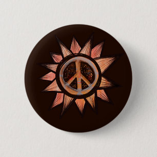 Peace Sign Sunshine Sunny Peaceful                 6 Cm Round Badge