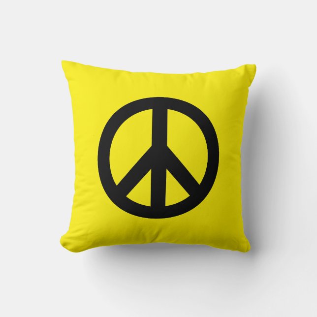 Peace Sign Symbol Yellow Cushion (Front)
