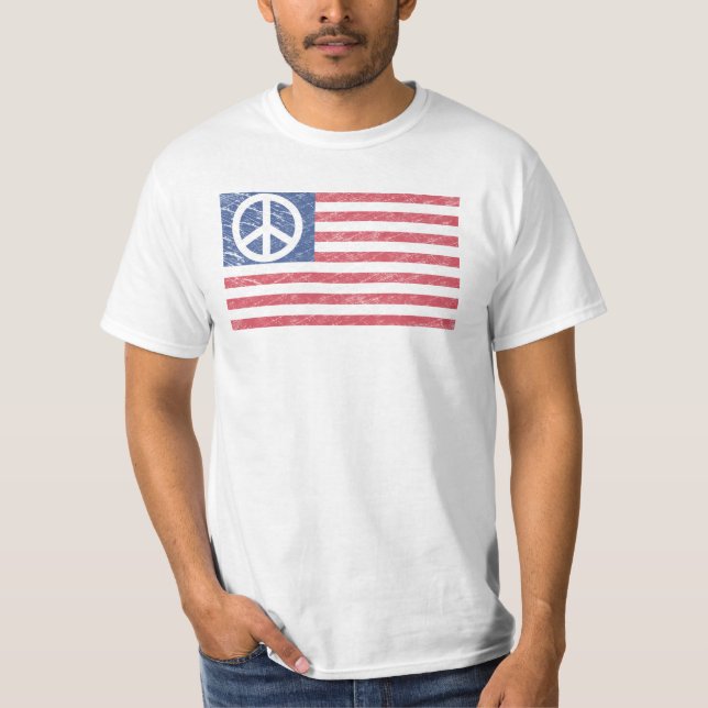 Peace Sign T-Shirt - American flag Peace Sign (Front)