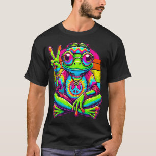Peace Sign Tie-Dye Frog 60'S 70'S Hippie T-Shirt