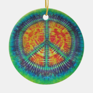 Peace Sign Tie Dye PhatDyes Ceramic Ornament