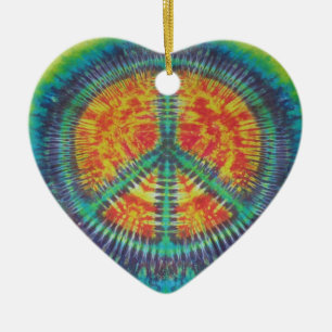 Peace Sign Tie Dye PhatDyes Ceramic Tree Decoration