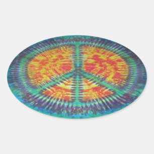 Peace Sign Tie Dye PhatDyes Oval Sticker