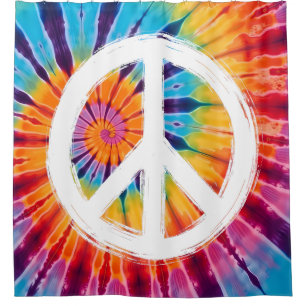 Peace Sign Tie-Dye Shower Curtain