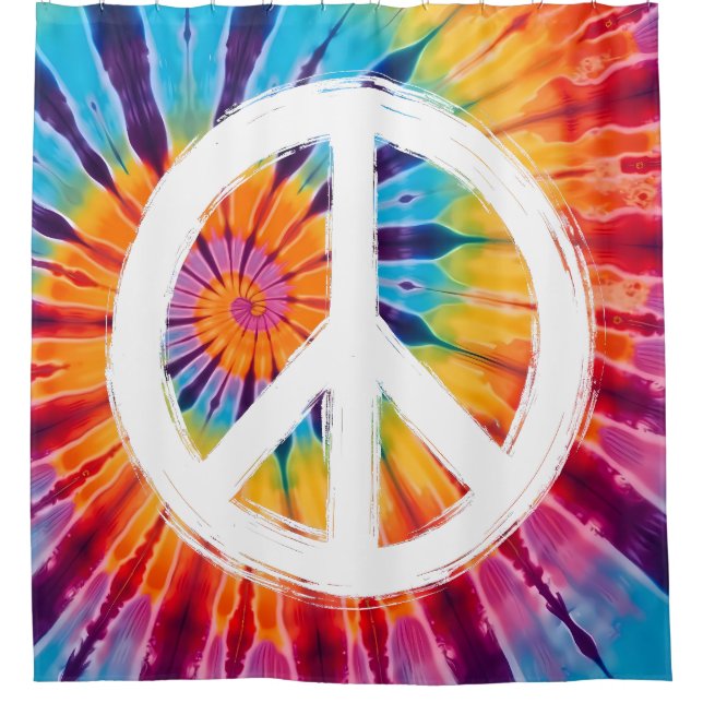 Peace Sign Tie-Dye  Shower Curtain (Front)