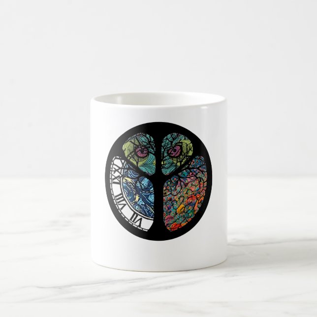 Peace Sign Tree Owl Colourful Design Coffee Mug (Center)