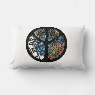 Peace Sign Tree Owl Colourful Design Lumbar Cushion