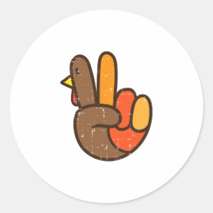 peace sign turkey hand cool thanksgiving hippie me classic round sticker