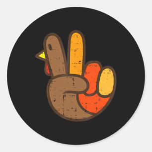 Peace Sign Turkey Hand Cool Thanksgiving Hippie Me Classic Round Sticker