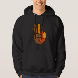 Peace Sign Turkey Hand Cool Thanksgiving Hippie Me Hoodie