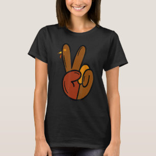 Peace Sign Turkey Hand Cool Thanksgiving Hippie Me T-Shirt