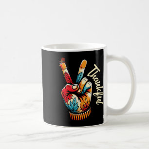 Peace Sign Turkey Hand Cool Thanksgiving Men Women Coffee Mug