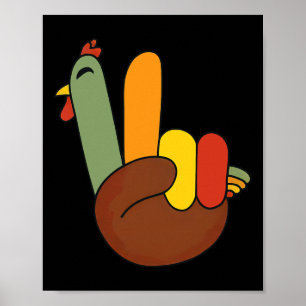 Peace Sign Turkey Hand Funny Thanksgiving Matching