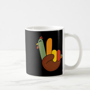Peace Sign Turkey Hand Funny Thanksgiving Matching Coffee Mug
